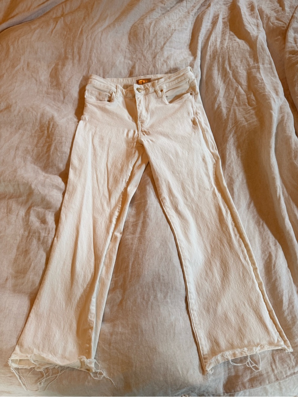 Kut from the Kloth Cream Kelsey cropped Flare Jeans